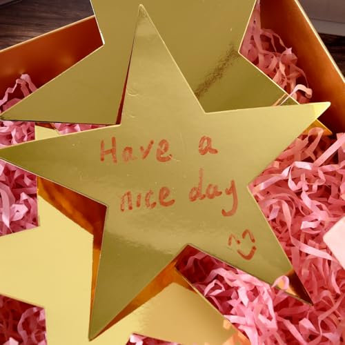 30 PCS Large Gold Card Stars 6 Inch Gold Star Cutouts Double Printed Star Paper Glitter Star Cutouts Paper Star Confetti Cutouts for Wedding Party Christmas Classroom Bulletin Board Supplies