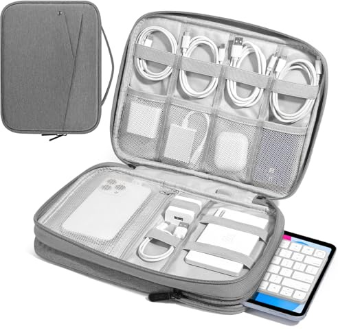 MoKo Borsa da 9-11 Pollice con Custodia per Tablet iPad Pro M4 & Air M2 2024, iPad 10th Gen 10,9, iPadAir 5/4th 10,9, Borsa per i-Pad a Doppio Strato con Maniglia per Trasporto Antiscivo,Grigio Chiaro