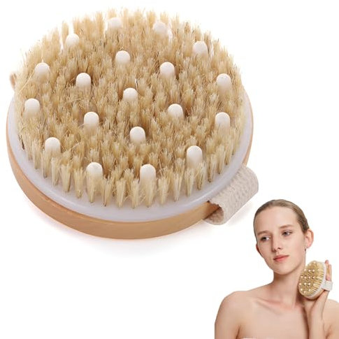 KöRperbüRste,NatüRlich Dry Brush,MassagebüRste KöRper,TrockenbüRste Lymphdrainage,PeelingbüRste,BadebüRste,Rundkopf-MassagebüRste.Geeignet Zum Baden,Massieren,Zur Verbesserung Der Durchblutung