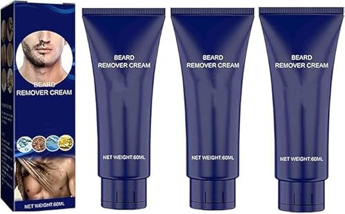 Men Permanent Hair Beard Removal Cream Depilatory Paste Face,Men Hair Removal Cream,Natural Soft Painless Beard Remover Cream,Suitable for Face,Underarms, Legs,Arms (3)
