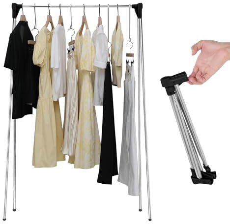 WIYETY Portant à vêtements portable pliable télescopique 34 à 70 cm - Portant à vêtements extensible - Cintre télescopique en acier inoxydable pour voyage, camping, linge, randonnée - Noir