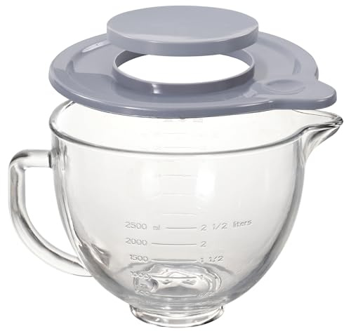 Gdrtwwh Glasschüsselaufsatz für KitchenAid 4,3–4,8L Standmixer, spülmaschinenfest (Glass Bowl + Lid)