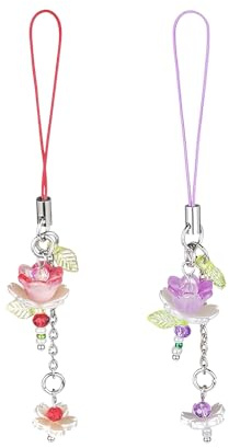 XFSRG Mobiltelefon Rope Lotus Flower Hänge Mobiltelefon Snodd Hängande Elegant Design Pastellfärger Telefon Dekorativa Berlocker Idealisk för Kvinnor och Flickor, Eine Grösse, krom, Achat