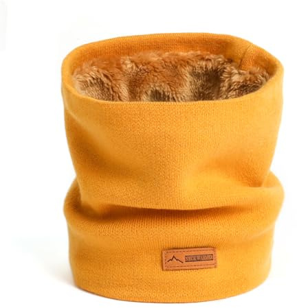 KeliSphere Winter Thermal Fleece Neck Warmer for Men & Women Thick Knit Cold Weather Scarf, Yellow