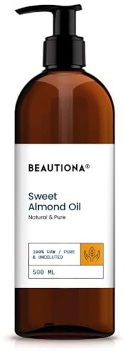 Olio di mandorle dolci 500 ml – Olio di mandorle naturale per pelle, viso e capelli – Olio puro al 100%, vegano, spremuto a freddo, nutriente e idratante