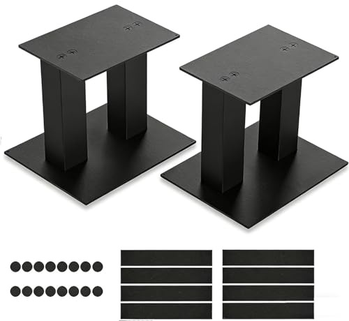 Soporte Altavoces,Juego De 2 Soportes para Altavoces Negros De 6 Pulgadas, Universales, Adecuados para Sonido Envolvente y Alta Fidelidad, con Tiras De Goma Antideslizantes y Amortiguadoras