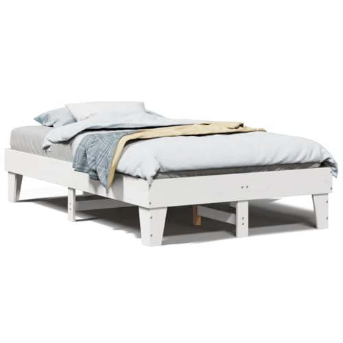 XHNIFBN Letto in legno di pino massiccio, 135 x 190 cm, bianco, senza materasso con rete a doghe e sotto-letto, robusto, design moderno, per camera da letto e camera dei ragazzi