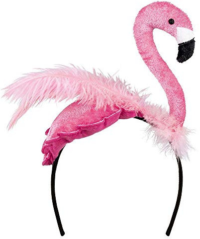 Boland 52565 - Serre-tête flamant rose, coiffe, peluche, tiare, costume, déguisement, fête de thème, carnaval