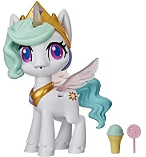 My Little Pony E9107 Küsschen Einhorn Prinzessin Celestia, Interaktive Einhornfigur mit 3 Überraschungen – Musikspielzeug mit Bewegung und Licht