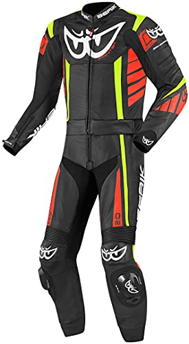 Berik Zakura Tvådelad motorcykel läder kostym, schwarz/rot/gelb, 52