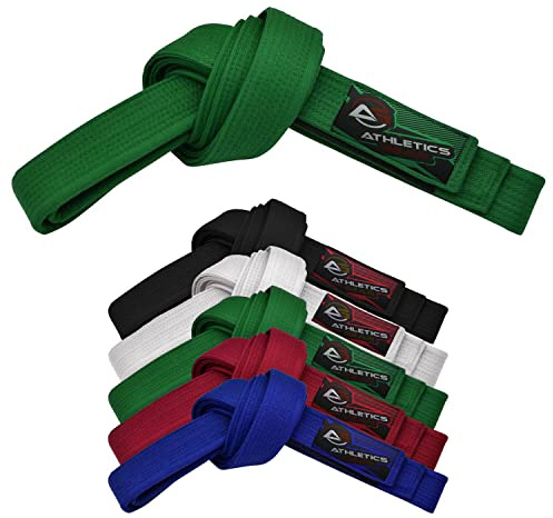 Athletics Gear AG Cinturón de karate de artes marciales, 100% algodón con múltiples costuras para BJJ, Judo, Taekwondo y Karate (verde, 320 cm)