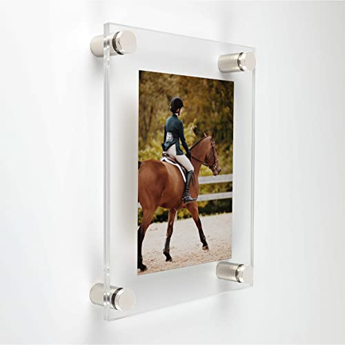 Plotter Paper Direct 24'' x 36'' Clear Acrylic Wall Frame with 3/4'' x 1'' Polished Stainless Steel Standoffs for Art and Photos, 27'' x 39'' Frame Size