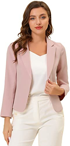 Allegra K Women's Open Front Office Work Business Crop Suit Blazer Jacket | Open Front, Lightweight, Ruched Back, Wedding, Evening, Shawls and Wraps for Evening Dresses, Sheer Bolero 2026