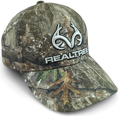 Realtree 3D Logo Camo Deer Hunting Trucker Cap Hat for Men - RT Edge - Precurved Bill Low-Mid Profile Structured Snapback Sweatband All Canvas, Multicolor, L