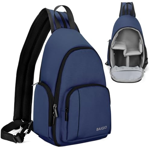 BAIGIO Sac à Dos pour Appareil Photo Sac à Dos Photo Sac à Bandoulière Hydrofuge Compatible avec Les Appareils Photo Reflex 1 DSLR SLR 3 Objectifs Sony Canon Nikon