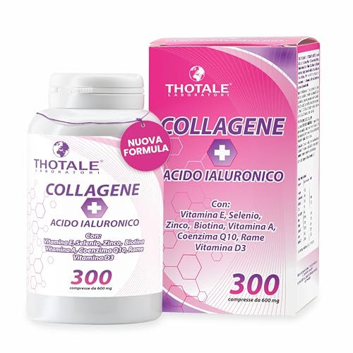 Collagene Idrolizzato 2000mg e Acido Ialuronico, 300 Compresse, Integratore Collagene, Acido Ialuronico, Coenzima Q10, Vitamina D3, Biotina, Zinco per Pelle, Ossa, Articolazioni e Capelli