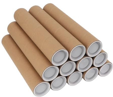Cryfokt Confezione da 10 Tubi Postali con Tappi, 1,5x12 Pollici Robusto, Riutilizzabile, Protegge Opere D'arte, Poster, Documenti per Spedizione, Conservazione (5,3*30 cm)