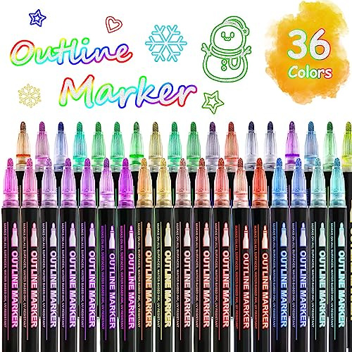 OUNIY Double Line Outline Markers 60pcs