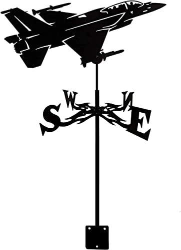 ANCNA-U Weather Vane Weathervane Aircraft Fighter Jet Ornament Stainless Steel Weathercock Direction Indicator Garden Stake Art Decor For Roof Mount