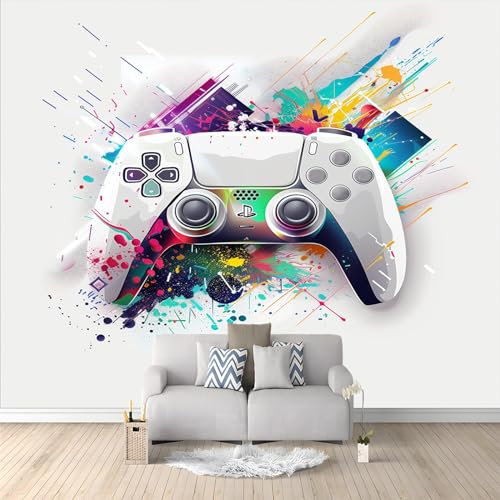 Papier Peint Panoramique Manette De Jeu Graffiti 200x140 cm Poster Geant Mural, pour Salon Chambre Chambre D'enfants Restaurant Décoration Murale