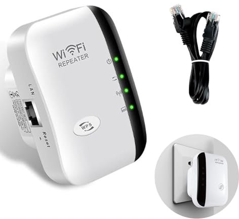 WiFi Extender, Newest WiFi Booster Home Wireless Signal Booster Long Range Amplifier with Ethernet Port 300Mbps 2.4GHz Wireless Internet Repeater Plug & Play Internet Boosters Quick Setup UK plug
