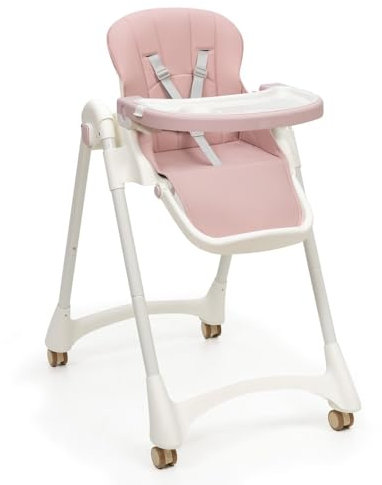 Interbaby Trona Bebe Evolutiva | Trona Plegable 6-36 meses, Máximo 25 kg, Aluminio | Silla Bebe Respaldo 4 Posiciones, Patas y Bandeja Regulables, Arnés de Seguridad | Practic Rosa