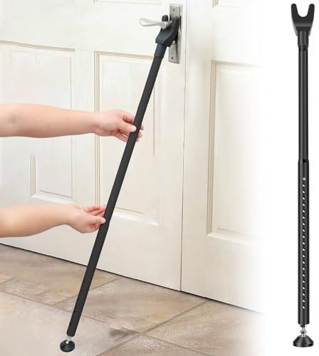 Barre de sécurité réglable de 111,8 à 140,7 cm, butée de porte coulissante amovible, barre de sécurité pour porte coulissante de terrasse, pour maison, appartement, voyage (noir)