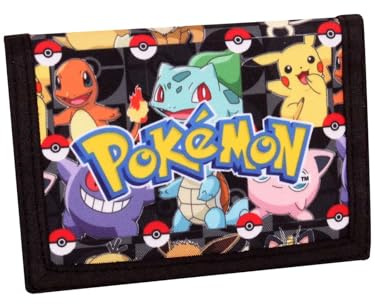 Pokémon Boys Wallet – Kids Trifold Wallet with Zip, Pokemon Gifts for Children, Canvas Wallet with ID Pocket Coin Purse, Pikachu & Charizard Design