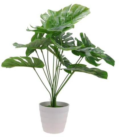 MAGICLULU Monstera Plant No Soil Needed Artificial Palm Plant Indoor Garden Faux Monstera Pot Cottagecore Style