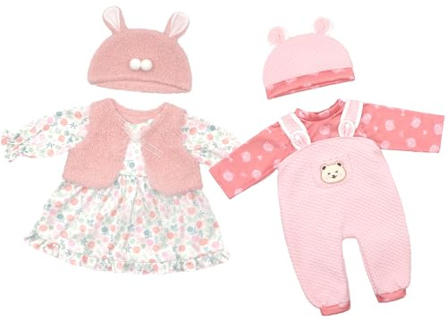 Puppenkleidung für 50-55 cm Baby Puppen mit Stirnband Mantel Kleid, 2-Packungen