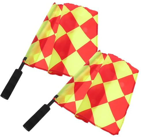 BCOATH Banderas de Árbitro de Fútbol Pequeñas 2 Piezas, Banderas de Señales para Juez de Línea, Accesorios Ligeros y Duraderos para Partidos y Entrenamiento de Fútbol