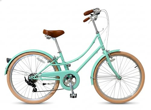 CYBIC Bicicleta Niña 24 Pulgadas con Cambio Shimano 7 Velocidades, Cuadro Aluminio, Paso Bajo (Verde)