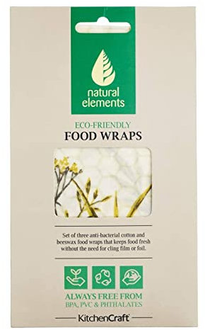 Kitchen Craft Natural Elements Eco-Friendly Set of Three Organic Cotton Beeswax Food Wraps