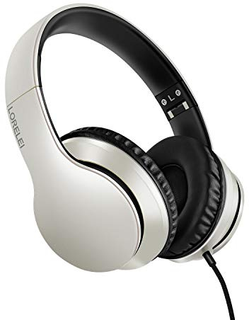 LORELEI X6 - Cuffie over-ear con microfono, leggere, pieghevoli e portatili, con bassi stereo e cavo da 1,45 m, senza groviglio, cuffie cablate per smartphone, tablet MP3/4