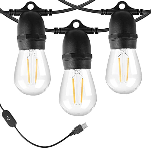 Brimax, luci a stringa per esterni, alimentate tramite USB, impermeabili, aggiungono un ambiente caldo al tuo campeggio, leggere e abbastanza luminose per cucinare lampadine infrangibili S14.