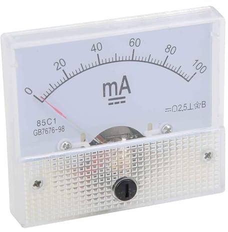 Amperímetro de panel analógico de CC, 85C1 Rectángulo 0 ~ 100MA Medidor de panel de medición de corriente de medidor de microamperios para circuito automático u otros dispositivos de medición de volta
