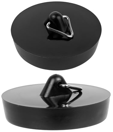 Universalproppsats, 2-pack, i svart, Ø 44 på 36 mm ovansida på undersida, avtappningsplugg i gummi för 1 1/2 - 1 3/4 ventiltoppar, avloppspropp, diskbänksstopp, badkarsstopp