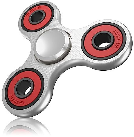 Vunake Fidget Spinner Metall Fidget Toys Hand Spinner Edelstahl Lager 2-5 Min Hochgeschwindigkeit Finger Spinner ADHD Anti Stress Angst Spielzeug Tri-Spinner Fidget Toy für Erwachsene Kinder-Silbrig