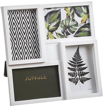 LEKE GO Portafotos multiple para 4 fotos de 10x15 plastico Blanco sobremesa (Blanco 4 fotos 10x15)