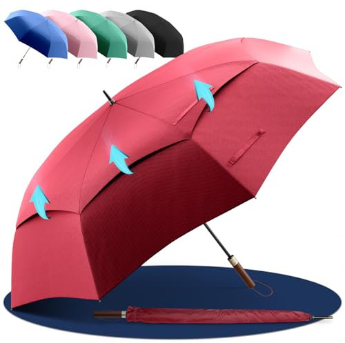 LOGAN & BARNES Stockschirm sturmfest [Ø120 cm] mit hochwertigem Echtholzgriff - XXL Regenschirm für 2 Personen - Regenschirm Groß - Modell CHICAGO