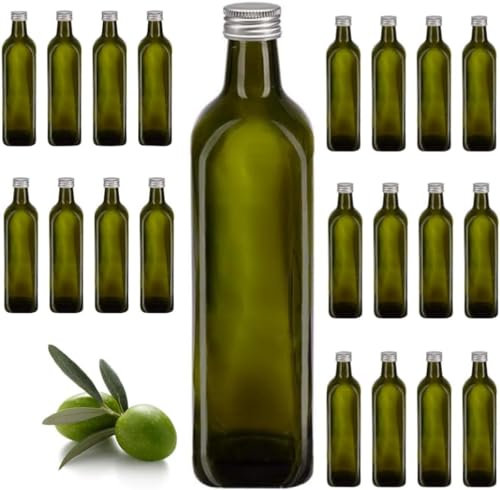 Lot de 12 bouteilles pour huile de vinaigre et liqueur 500 ml – Marasca Vides en verre foncé Uvag Quadre avec distributeur d'huile anti-goutte et bouchon hermétique – Fabriqué en Italie – Usage