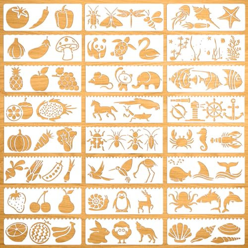 24 Stück Schablonen zum Malen, Schablone Malerei Set Wiederverwendbar Malschablonen Kinder Zeichenschablonen Tiere Stencil Bastelschablonen für DIY Sammelalben Wand