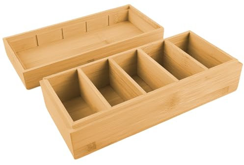 WIYETY Karteibox Karteikasten aus Holz: A8 Lernkarteibox mit Teilerplatinen und Deckel, Visitenkartenbox, Hohe Kapazität Karteibox für Karten speichern für Büro Schulen Und Heim, 24.5 x 13.5 x 8.5 CM