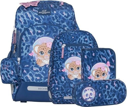 Beckmann, Schulranzen-Set Active Air FLX Cheetah, 6-teilig, Grundschule, inkl. Regenüberzug, 20-25L, Blue