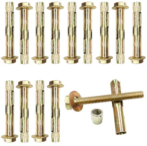 JXPXJMY 14 Piezas de Acero al Carbono de alto Rendimiento Pernos de Anclaje de Expansión, Tornillos Galvanizados para la Construcción de la Pared del Piso y el Techo (M6*60)