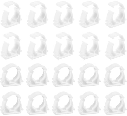 COYUN 20 Pcs PPR Tubo Morsetti, Bianco Plastica Acqua Fissi Clip Universale Singolo Tubo Clip Fascetta Stringitubo Singola a Scatto Per il Fissaggio di Tubi in Cucine-Diametro interno 16 mm