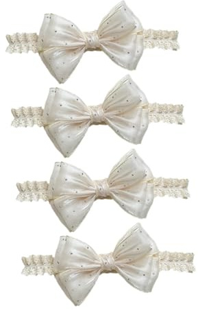 Yardenfun 4 Pezzi Fasce Elastiche per con Morbide Cerchietti Regolabili per Neonate e Accessori per Compleanni e Foto