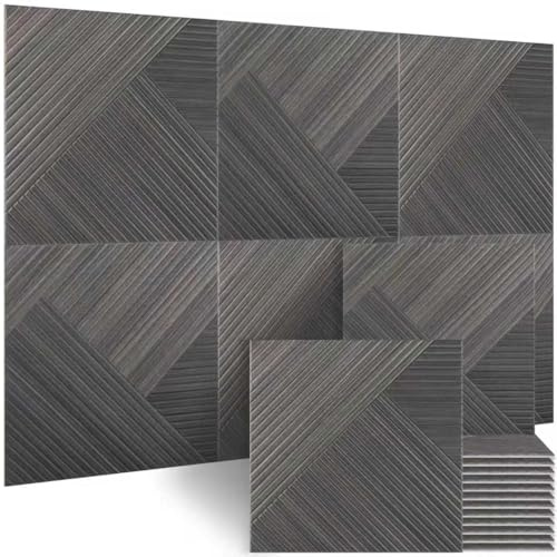 BUBOS 6 Pack Self-Adhesive Acoustic Wall Panels,23.6 x 23.6 Sound Proof Panels for Walls,3D Wood Pattern Acoustic Panels,Decorative Sound Absorbing Wall Art for Studio, Home Office(Black Walnut​)