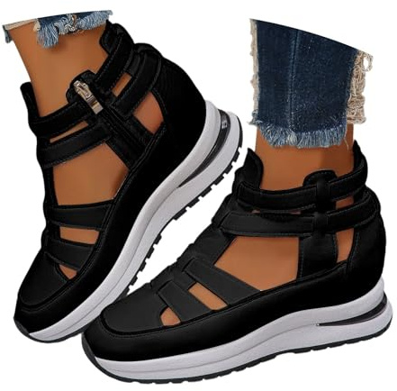 Sandales compensées Confortables et légères avec Fermeture éclair latérale, pour Femme, Chaussures de Marche antidérapantes à Bout fermé
