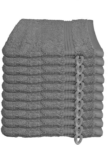 Julie Julsen 10er Pack Waschlappen 23 Farben erhältlich weich und saugstark 500gsm Öko Tex 15 x 21 cm Silbergrau